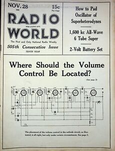 OÙ DEVRAIT ÊTRE SITUÉ LE CONTRÔLE DU VOLUME ? - RADIO WORLD - MAGAZINE NOV.28 1933