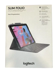 Logitech iPad 7th Generation Slim Folio Case With Integrated Bluetooth Keyboard - Picture 1 of 12