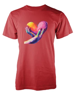 Pride Loveheart Holding Hands Rainbow LQBTQ Unique Tshirt Adult & Kids - Picture 1 of 20