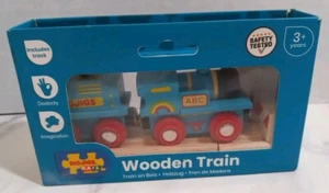 Big-Jigs Rail Wooden Train Blue ABC Engine BJT411 New - Picture 1 of 10