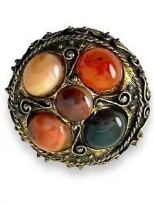 Vintage Nachlass Repro viktorianische schottische Achat Edelsteine Anstecknadel/Brosche - Bild 1 von 5
