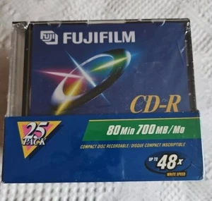 SEALED Blank FujiFilm CD-R 25 Pack. 80 min 700mb/Mo 48x Write Speed - Picture 1 of 8