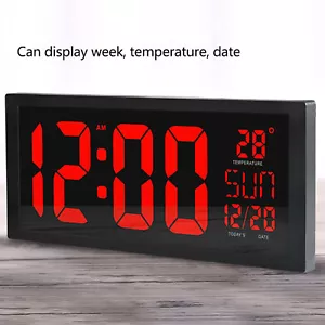 Digital Wall Clock Large Display with Time Date Temperature LED Digital - Picture 1 of 11