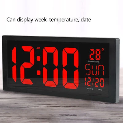 Digital Wall Clock Large Display with Time Date Temperature LED Digital - Image 1 of 4