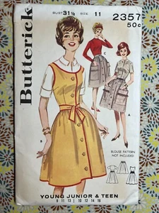 Butterick Pattern 2357 Young Junior Teen Dress Jumper & Skirt Size 11 - Picture 1 of 3