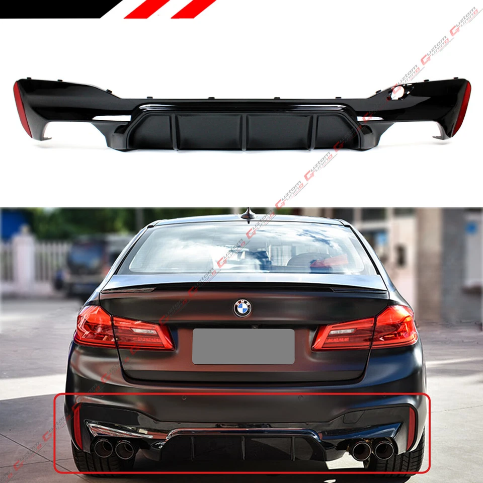 Difusor trasero estilo M5 negro brillante para BMW G30 serie 5 17-23 con parachoques deportivo M Foto 1 de 4