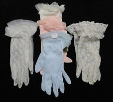 U-PICK- Vintage Ladies 1960s MCM Nylon Lace Easter Dress Gloves -PINK Blue CREAM