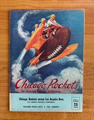 vintage 1946  LOS ANGELES DONS @ CHICAGO ROCKETS AAFC AFL NFL FOOTBALL PROGRAM - Image 1 of 3