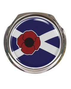 Remembrance Poppy Scottish Saltire - Car Grille Badge - FREE FIXINGS - Picture 1 of 3
