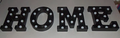 Black Plastic 9" Marquee H.O.M.E. Light Up Letters Sign for Home Decoration Deco - Image 1 of 4