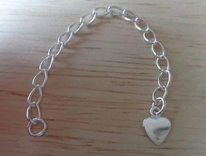 Cadena de extensión de corazón plano de plata esterlina de 8 cm o 3,25" para collar de pulsera - Imagen 1 de 5