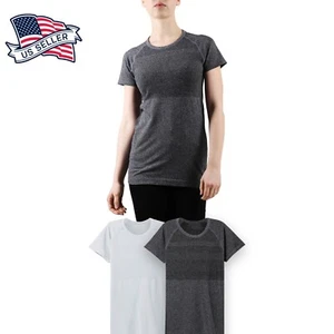 Womens Performance Short Sleeve T Shirt Basic Sweat-Wicking Active Activewear - Picture 1 of 6