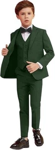 Boy‘s Suits Formal Set Wedding Tuxedo Blazer Pants Vests Slim Fit Three Pieces - Picture 1 of 27