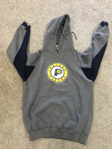 Vintage Main Gate NBA Indiana Pacers Hoodie Sweatshirt Adult Medium Gray Blue Cover