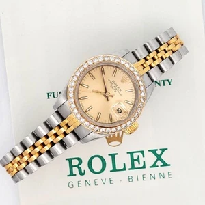 Rolex Datejust 26mm 69173 Champagne Index/Custom Diamond Bezel 2-Tone Watch - Picture 1 of 7