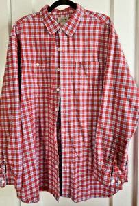 L.L.Bean Hombre Camisa Franela Botones Rojo Azul Blanco Cuadros XL Alto Mangas Largas - Imagen 1 de 5