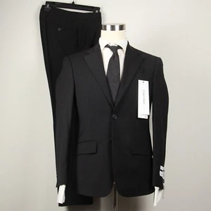 38S Calvin Klein Mens 2-pc Suit Jacket Blazer Black Stretch Slim fit E04517 - Picture 1 of 10