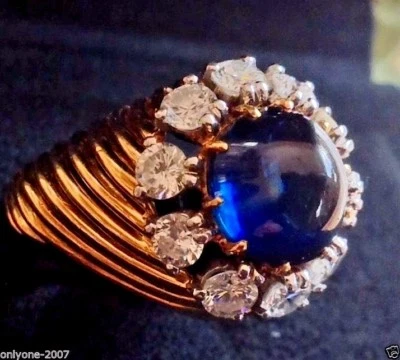 Van Cleef & Arpels 5 карат сапфир кабошон огранки и 1,5 карат бриллиант кольцо! - Изображение 1 из 4