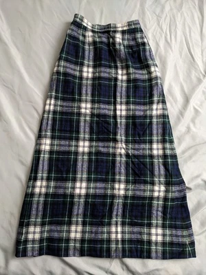 De Colección Falda Pendleton Mujer Talla 26" Cintura Azul Verde Cuadros Tartán 100% Lana Midi Foto 1 de 4