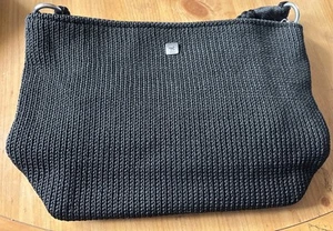 Lina Woven Handbag Purse Shoulder Small Black Knit Zip Closure - Picture 1 of 6