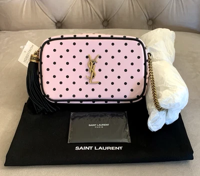 Bolso Bandolera Saint Laurent YSL Mini Lou Cuero Lunares Cámara Rosa Negro Nuevo con Etiquetas Foto 1 de 4