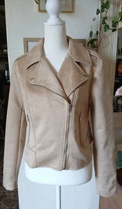 New Steve Madden B.B Dakota Small Camel Brown Vegan Faux Suede Motorcycle Jacket - Picture 1 of 8