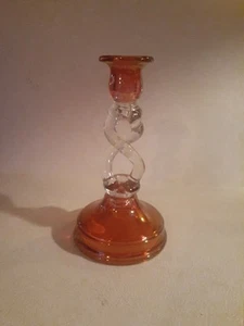 Vintage Flash Cranberry Twist Muster Glas Kerzenständer Halter - Bild 1 von 4