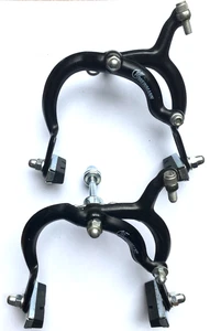 PAIR WEINMANN 947 ALLOY RETRO ROAD BIKE SIDE-PULL LONG DROP BRAKE CALIPERS BLACK - Picture 1 of 3