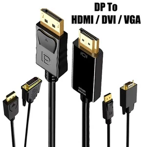 DisplayPort do VGA DVI HDMI Adapter Kabel do PC Laptop Monitor Projektor TV Box - Zdjęcie 1 z 14