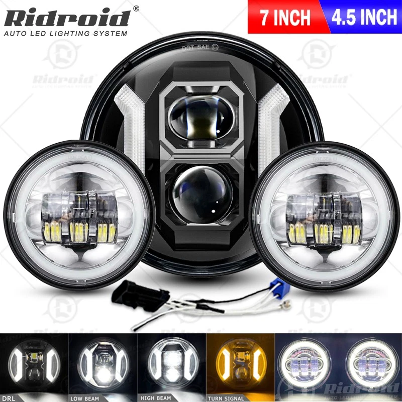 Combo de faros LED de 7" y luces antiniebla de 4,5" para Honda Shadow 1100 VT1100 Foto 1 de 4