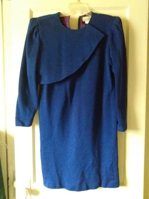 Vestido Suéter De Colección Talla 12 Liz Roberts Azul Real Hasta la Rodilla Foto 1 de 4