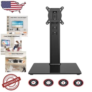 Supporto TV Girevole Resistente 13-32" Base Vetro Capacità 77lb Regolazione Altezza - Foto 1 di 10