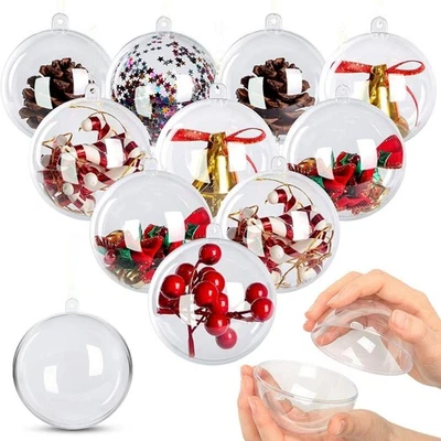 AGM 20pcs Chrismtams Fillable Baubles 8cm, Make Your Own Clear Craft Christmas - Image 1 of 4