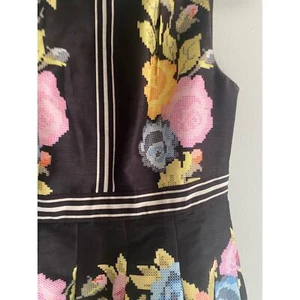 Vestido Payal Pratap Negro Floral Punto de Cruz Talla 6 - Imagen 1 de 4