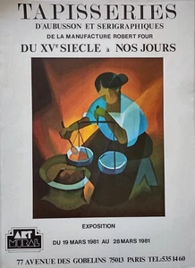 Vintage Original Paris Kunst Ausstellung Poster 1981 Wandteppiche und Serigrafien 27"x20" - Bild 1 von 1