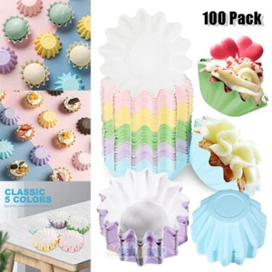 100pcs Wave Muffin Cupcake Liner Paper Cups Cake Wrappers Baking Box Case Party - Picture 1 of 42