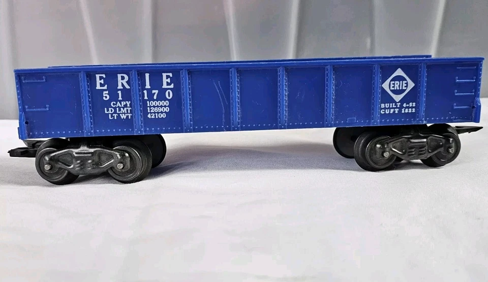 Marx Trains BLUE 51170 ERIE REMOVABLE ENDS GONDOLA O Gauge Post War 1:48 Scale - Image 1 of 4