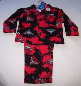 Essendon Bombers AFL AFTP3000 Boys Black Red Flannel Pyjama Set Size 5 New - Picture 1 of 1