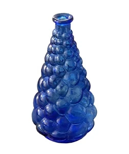 Cobalt Blue Vintage Glass Vase Bubble Mid Century Genie Bottle 10.5” Tall - Picture 1 of 6