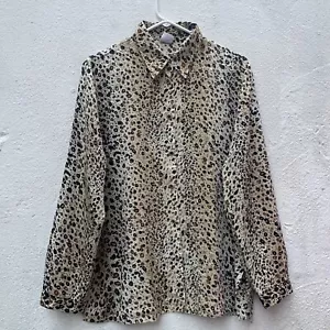 Your Sixth Sense Tunic Shirt Blouse Womens 16 Large Brown Leopard Cheetah Button - Picture 1 of 15