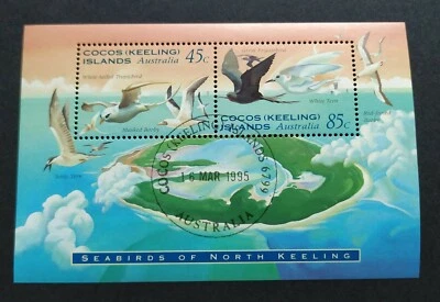 1995 Australia Cocos Keeling Islands Sea Birds Miniature Sheet Stamps (CTO, OG) - Image 1 of 2