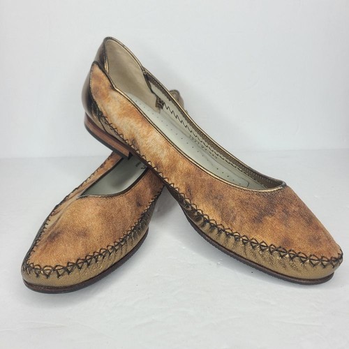 Ballerine Bottega Veneta bicolore dettaglio punto bronzo marrone taglia 43 5