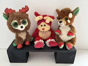 Beanie Boo & TY's Christmas Plush x3 Blitzen, Fudge Reindeer & Juno Reindeer - Picture 1 of 13