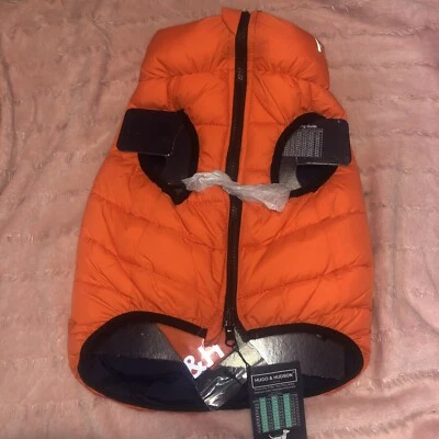 Hugo & Hudson Reversible Dog Puffer Jacket Vest M40 Orange/Navy - Image 1 of 4