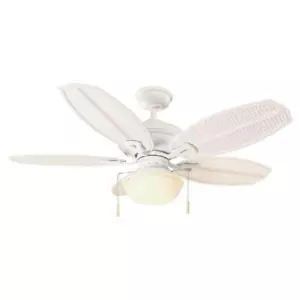 Hampton Bay Ceiling Fans With Lights 48" LED Indoor/Outdoor Woven Matte White - Picture 1 of 10