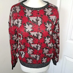 1 Red, grey, white Italian made long sleeve jumper, size 10-12 - Picture 1 of 3