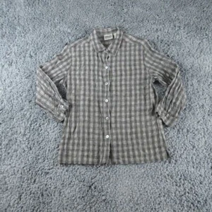 Chico's Jacket Womens 1 Gray Black Striped Linen Long Sleeve Button Up - Picture 1 of 11