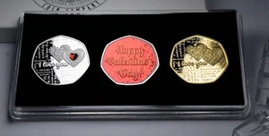 Trío Estuche del Día de San Valentín 'Te Amo' Plata Conmemorativos en Estuche de Regalo - Imagen 1 de 20