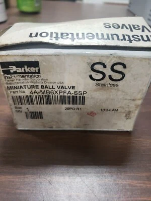 Parker 4A-MB6XPFA-SSP 1/4"  Stainless Steel Mini Ball Valve 3-Way NIB - Image 1 of 2