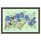 Cross Stitch Blue Birds Cute Design Pattern Embroidery House Display Decorations